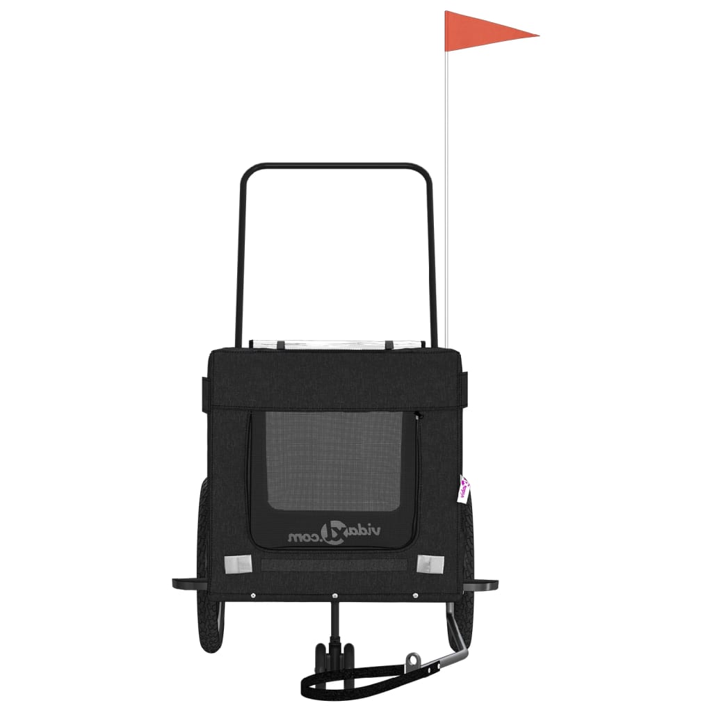 Kjæledyrsykkelhenger svart oxfordstoff og jern