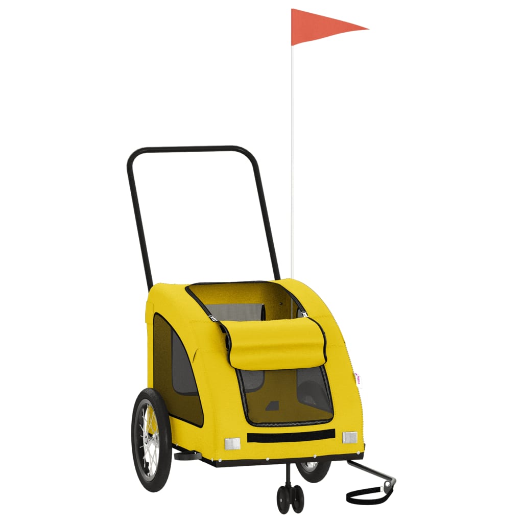 Kjæledyrsykkelhenger gul oxfordstoff og jern