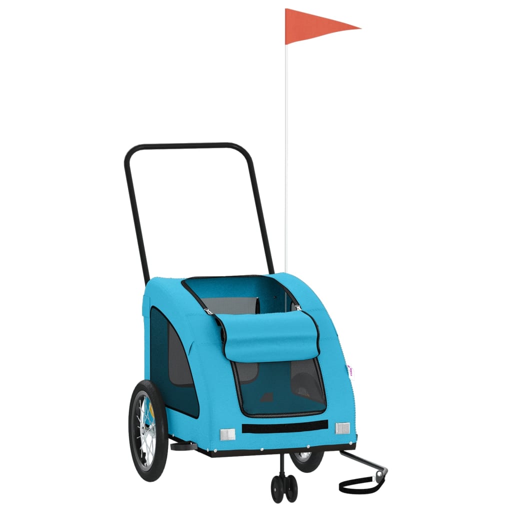 Kjæledyrsykkelhenger blå oxfordstoff og jern