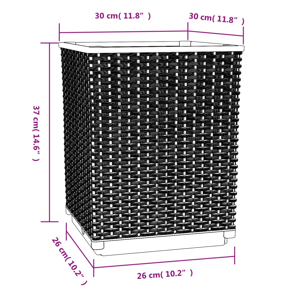 Plantekasser 4 stk svart 30x30x37 cm polypropylen