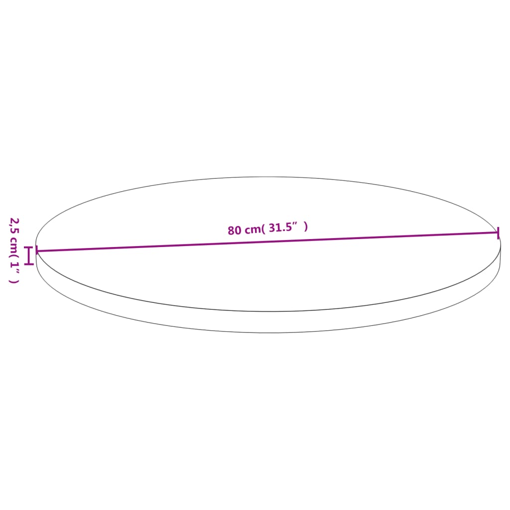 Bordplate Ø80x2,5 cm bambus