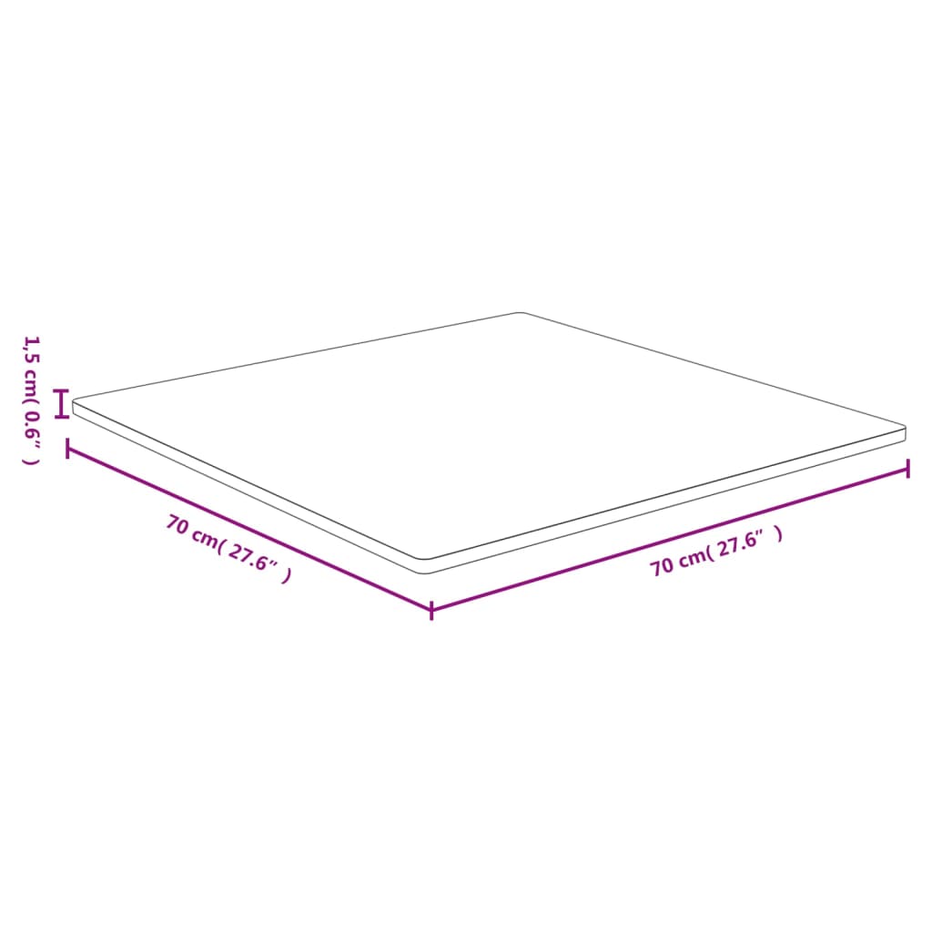 Bordplate 70x70x1,5 cm bambus