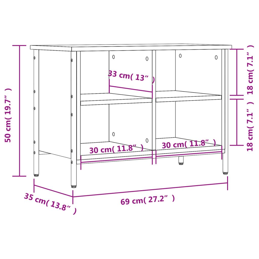 Skohylle brun eik 69x35x50 cm konstruert tre