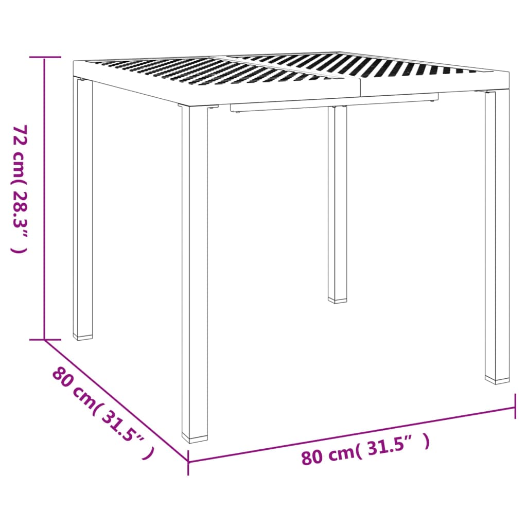 Hagebord antrasitt 80x80x72 cm stål