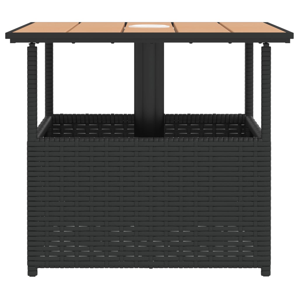 Hagebord med parasollhull svart 55x55x46,5 cm polyrotting