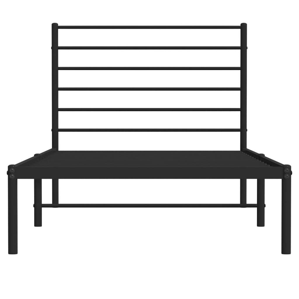 Sengeramme i metall med hodegavl svart 75x190 cm
