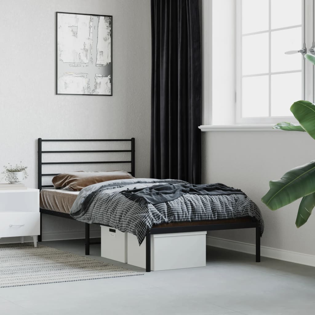 Sengeramme i metall med hodegavl svart 80x200 cm