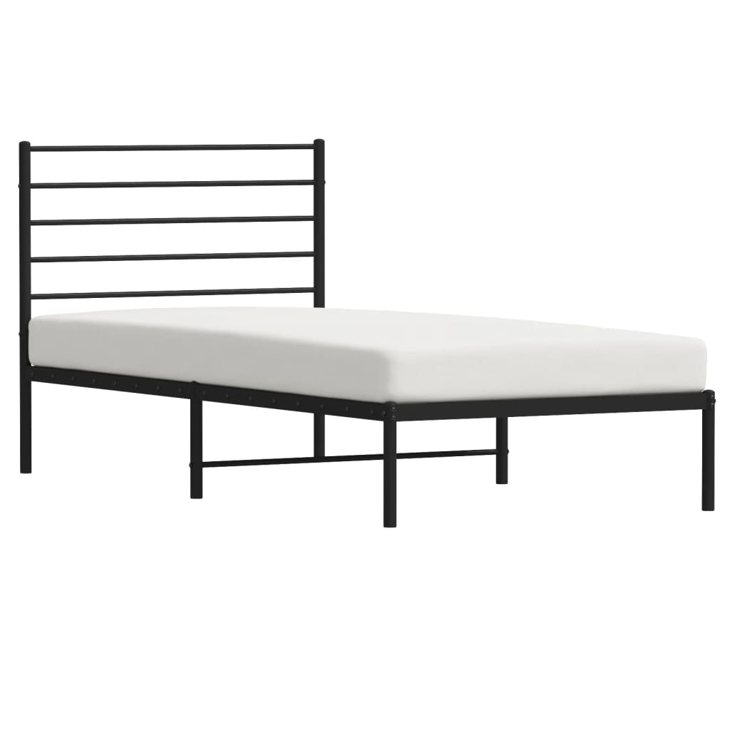 Sengeramme i metall med hodegavl svart 90x190 cm