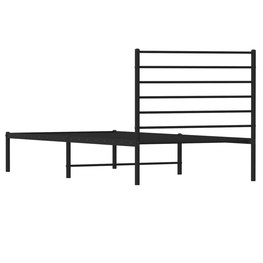 Sengeramme i metall med hodegavl svart 90x190 cm