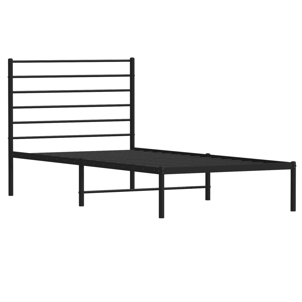 Sengeramme i metall med hodegavl svart 107x203 cm