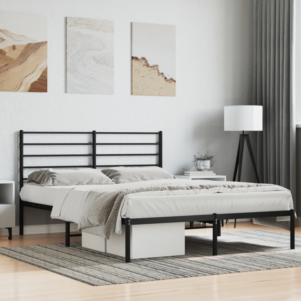 Sengeramme i metall med hodegavl svart 135x190 cm