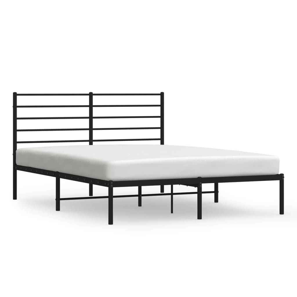 Sengeramme i metall med sengegavl svart 140x200 cm