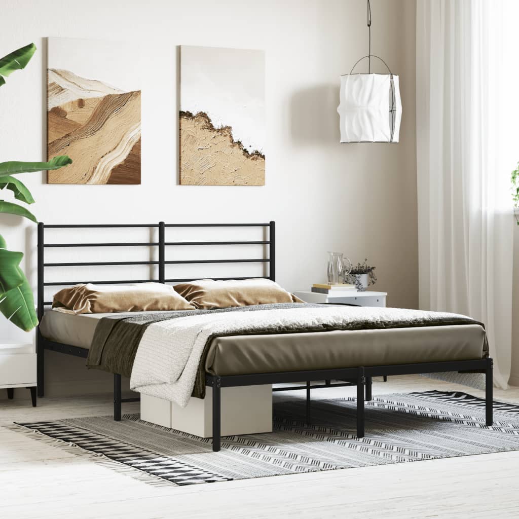 Sengeramme i metall med hodegavl svart 160x200 cm
