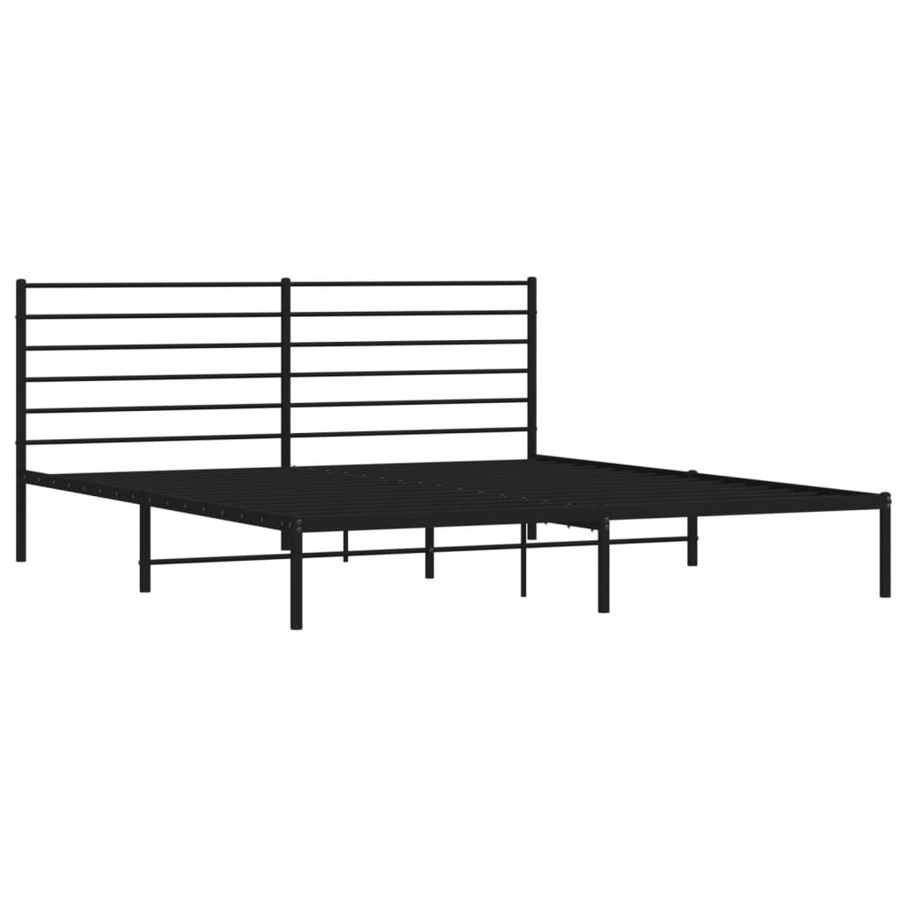 Sengeramme i metall med sengegavl svart 180x200 cm