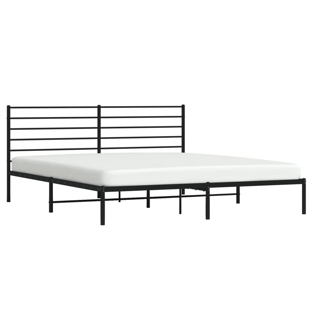 Sengeramme i metall med sengegavl svart 180x200 cm