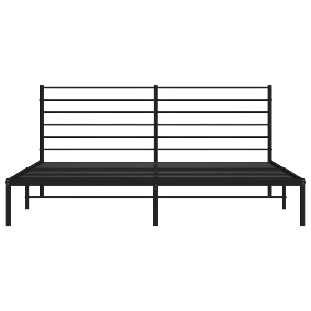 Sengeramme i metall med sengegavl svart 180x200 cm