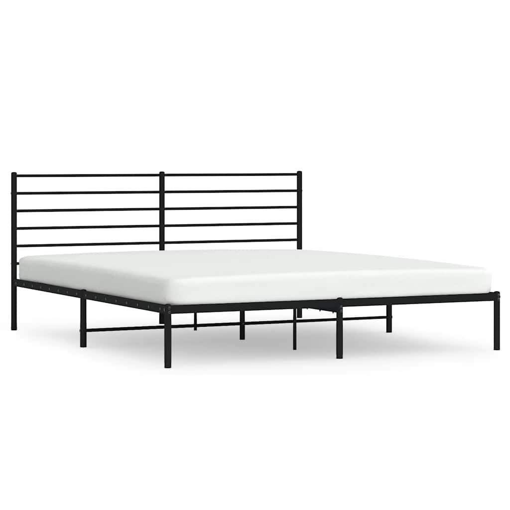 Sengeramme i metall med sengegavl svart 183x213 cm