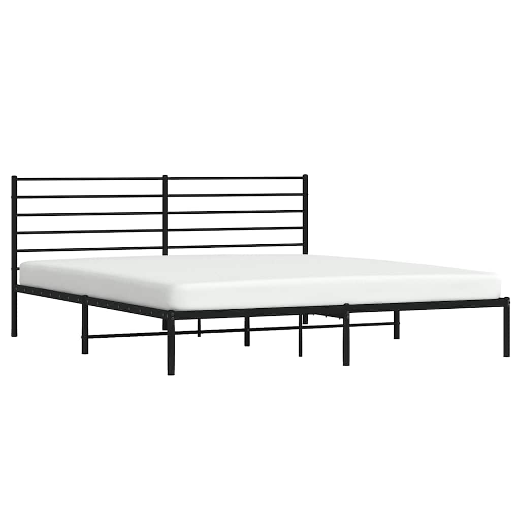 Sengeramme i metall med sengegavl svart 183x213 cm