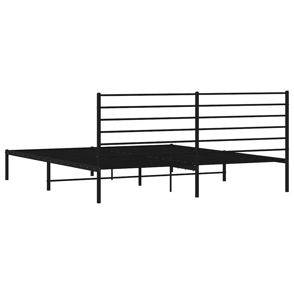Sengeramme i metall med sengegavl svart 183x213 cm