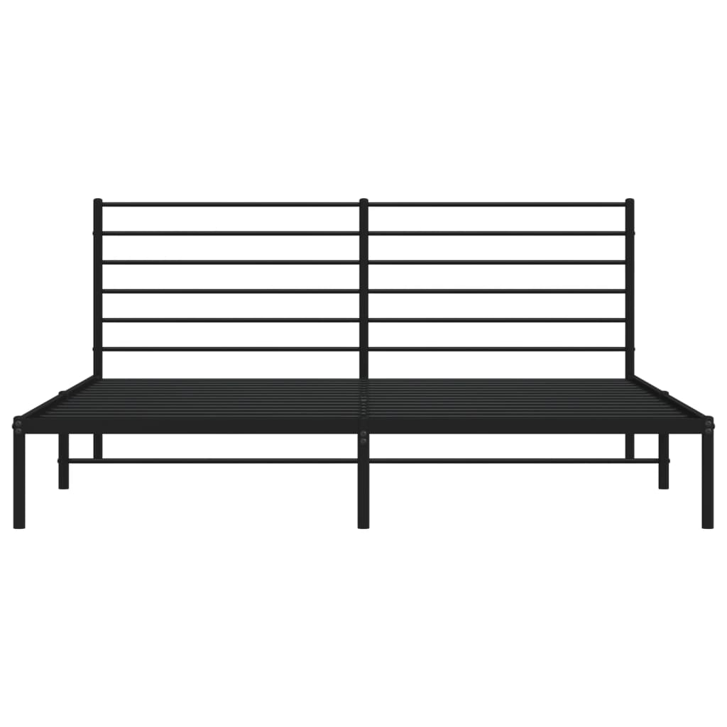 Sengeramme i metall med sengegavl svart 193x203 cm