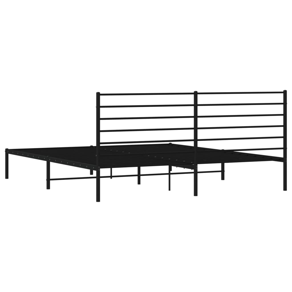 Sengeramme i metall med sengegavl svart 200x200 cm