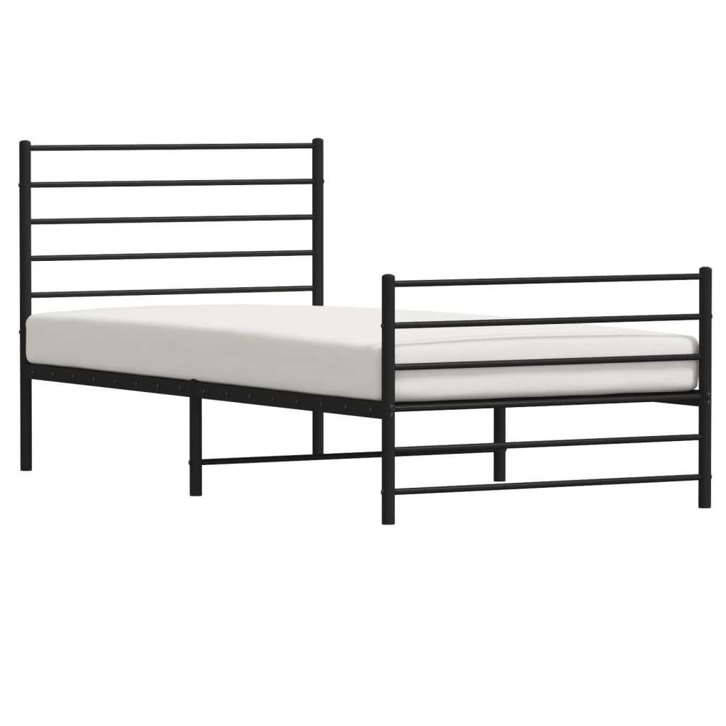Sengeramme i metall med hode- og fotgavl svart 80x200 cm