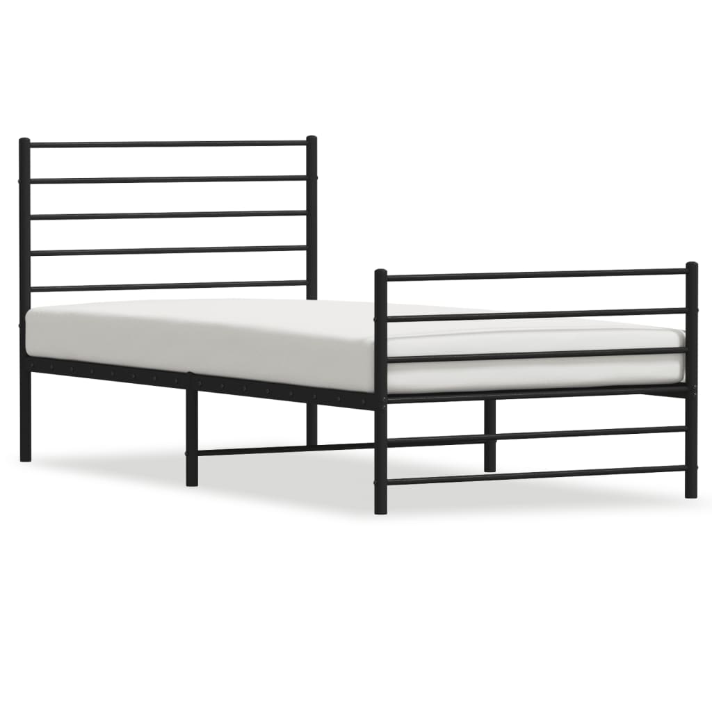 Sengeramme i metall med hode- og fotgavl svart 90x190 cm