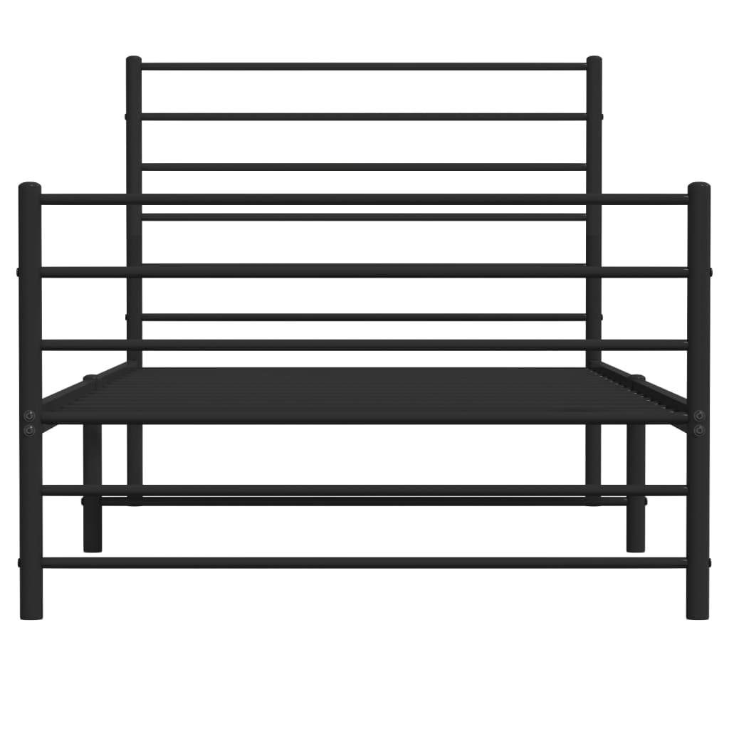 Sengeramme i metall med hode- og fotgavl svart 90x190 cm