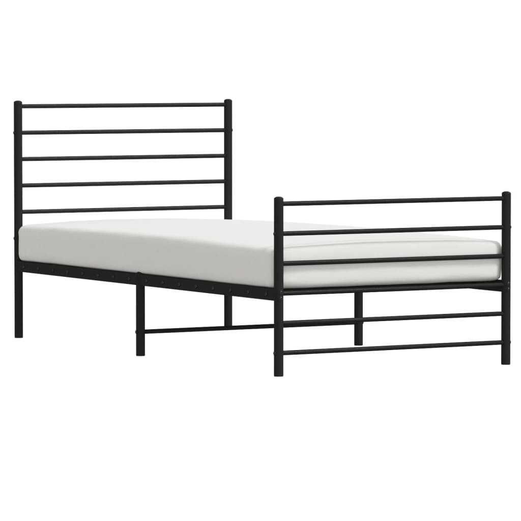 Sengeramme i metall med hode- og fotgavl svart 100x190 cm