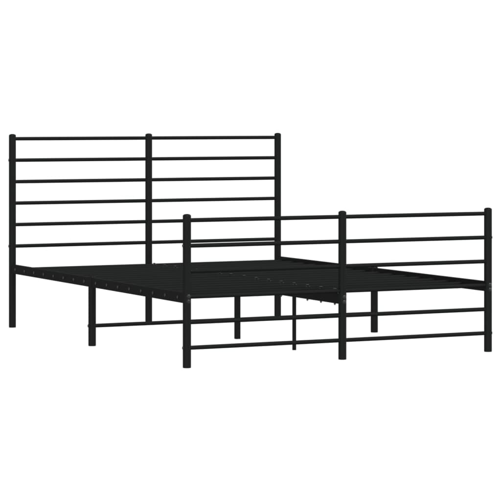 Sengeramme i metall med hode- og fotgavl svart 120x200 cm