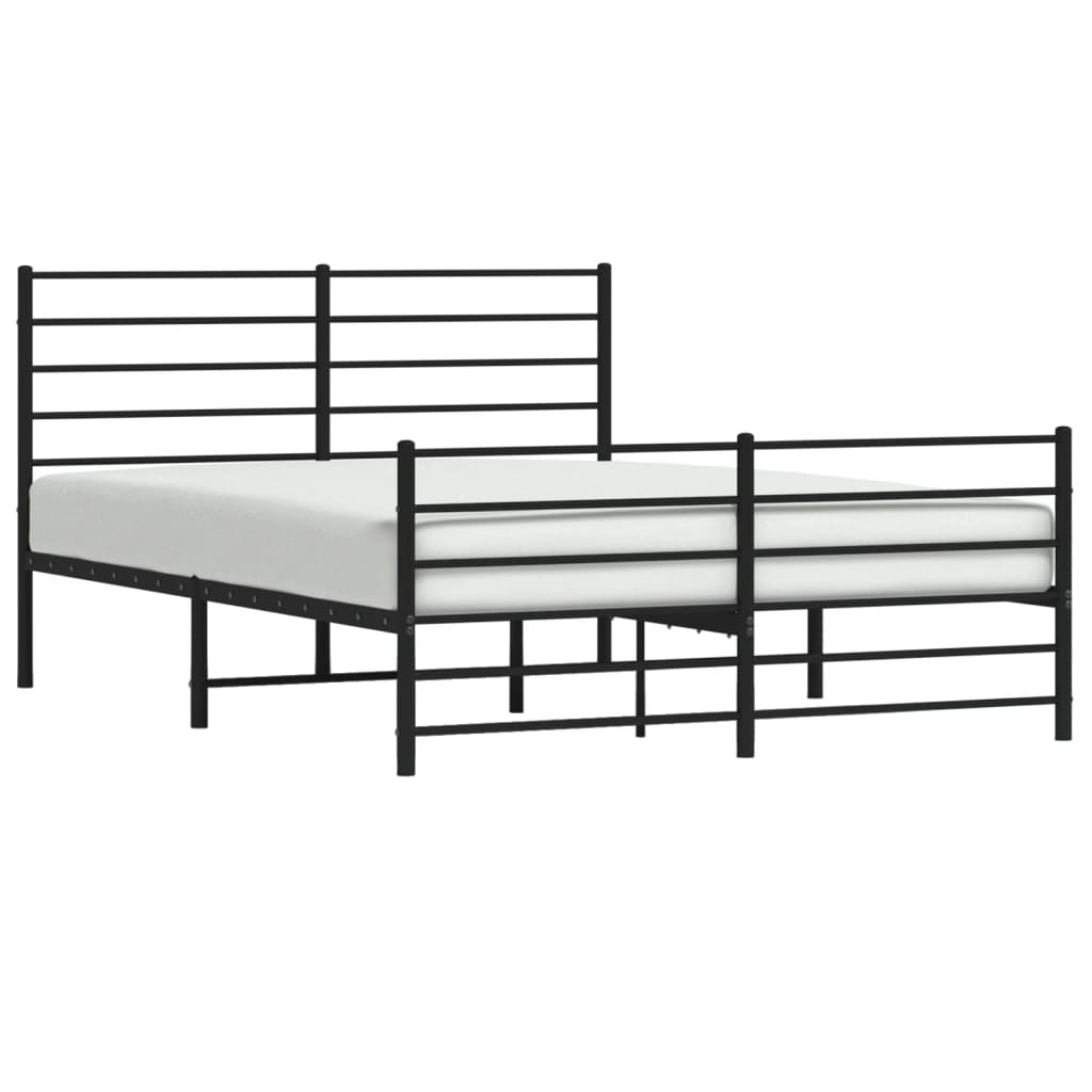 Sengeramme i metall med hode- og fotgavl svart 120x200 cm