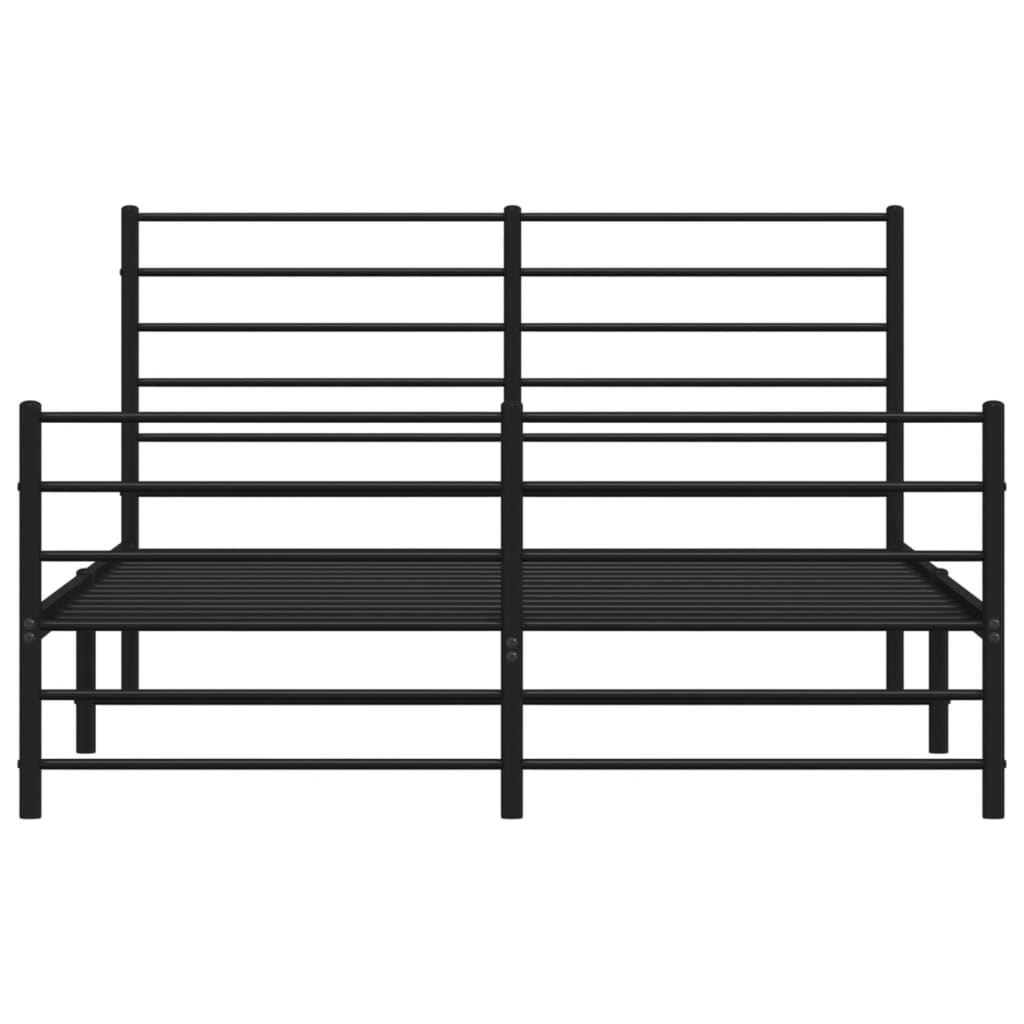 Sengeramme i metall med hode- og fotgavl svart 120x200 cm