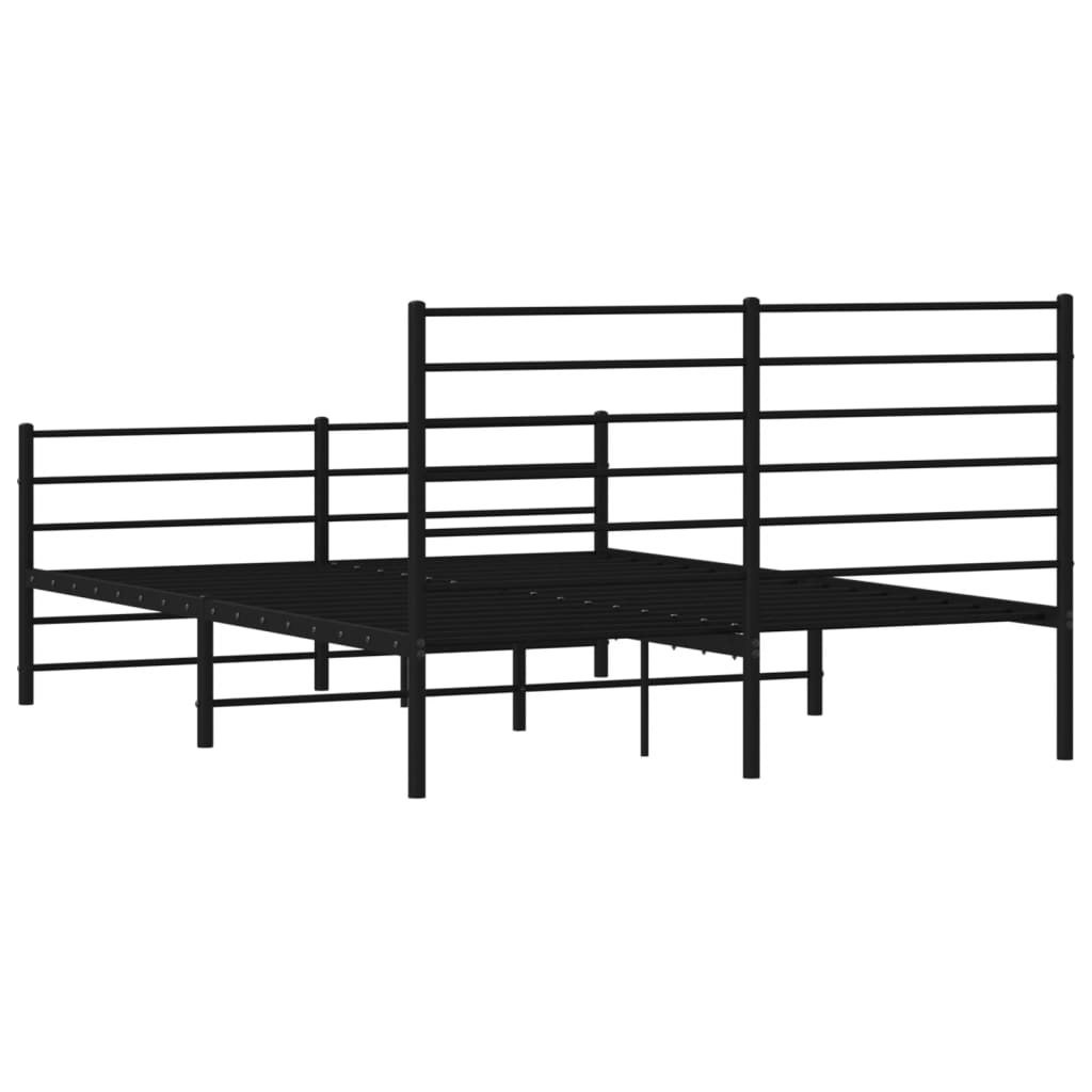 Sengeramme i metall med hode- og fotgavl svart 120x200 cm