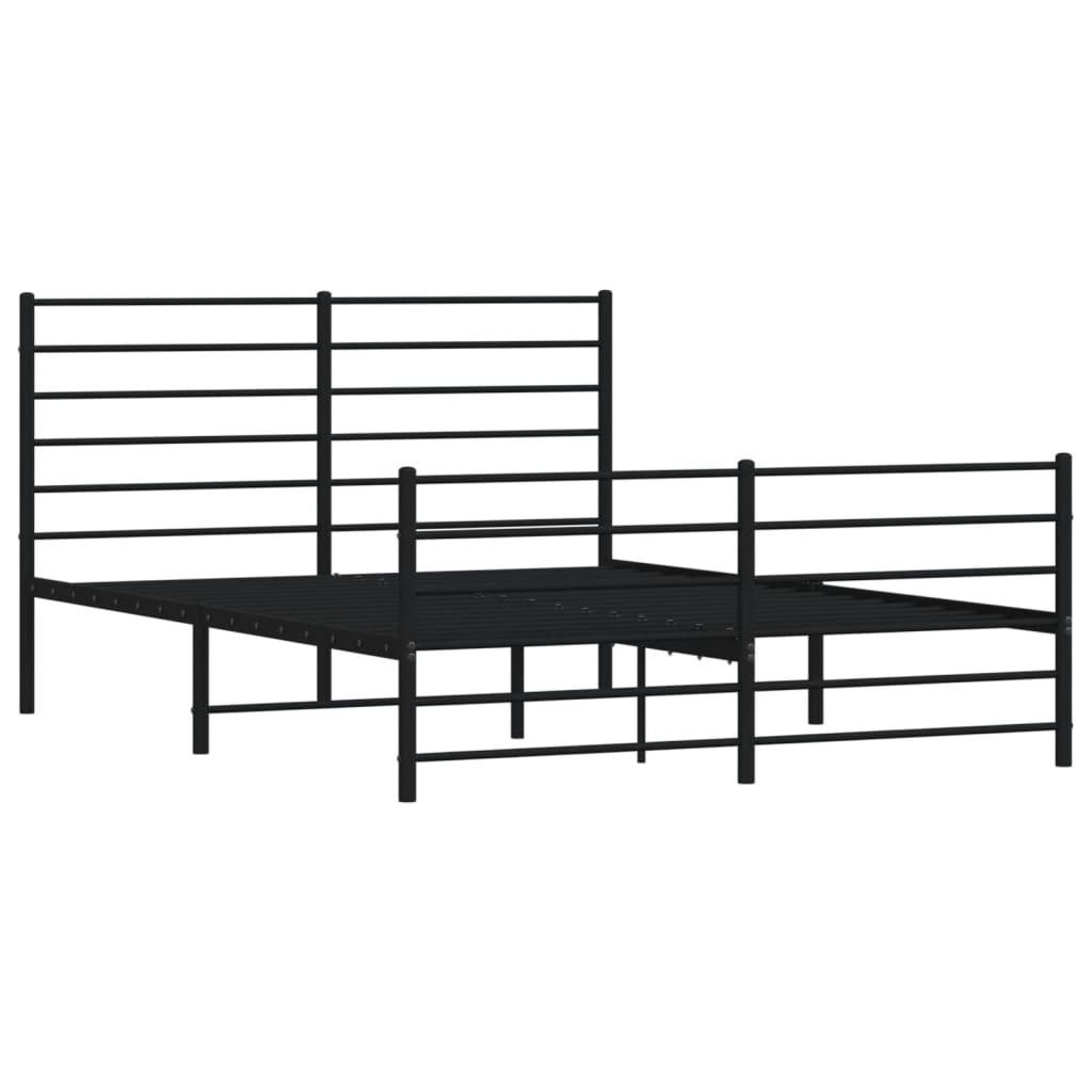 Sengeramme i metall med hode- og fotgavl svart 135x190 cm