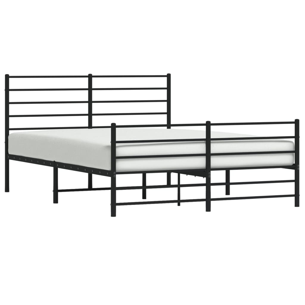 Sengeramme i metall med hode- og fotgavl svart 135x190 cm