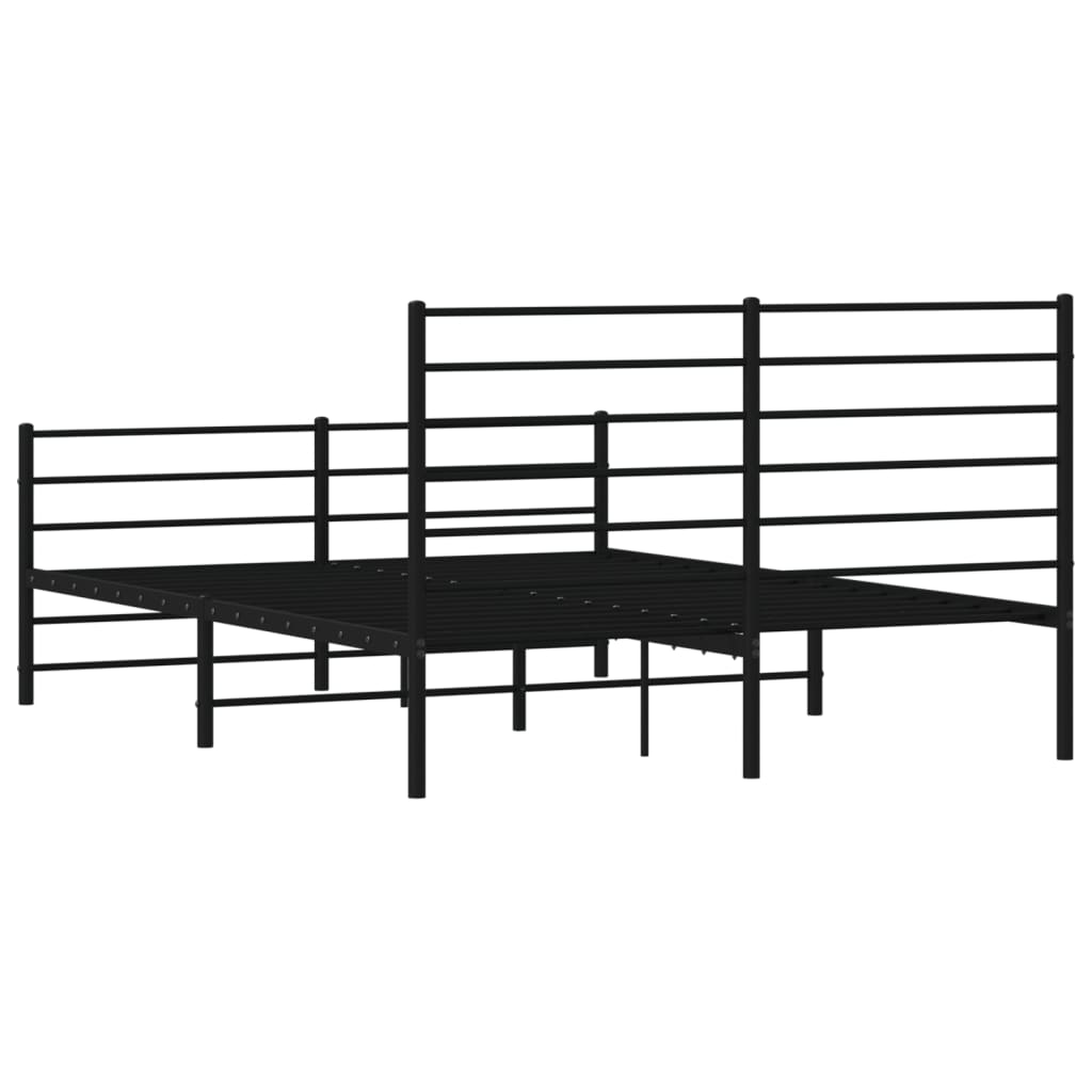 Sengeramme i metall med hode- og fotgavl svart 150x200 cm