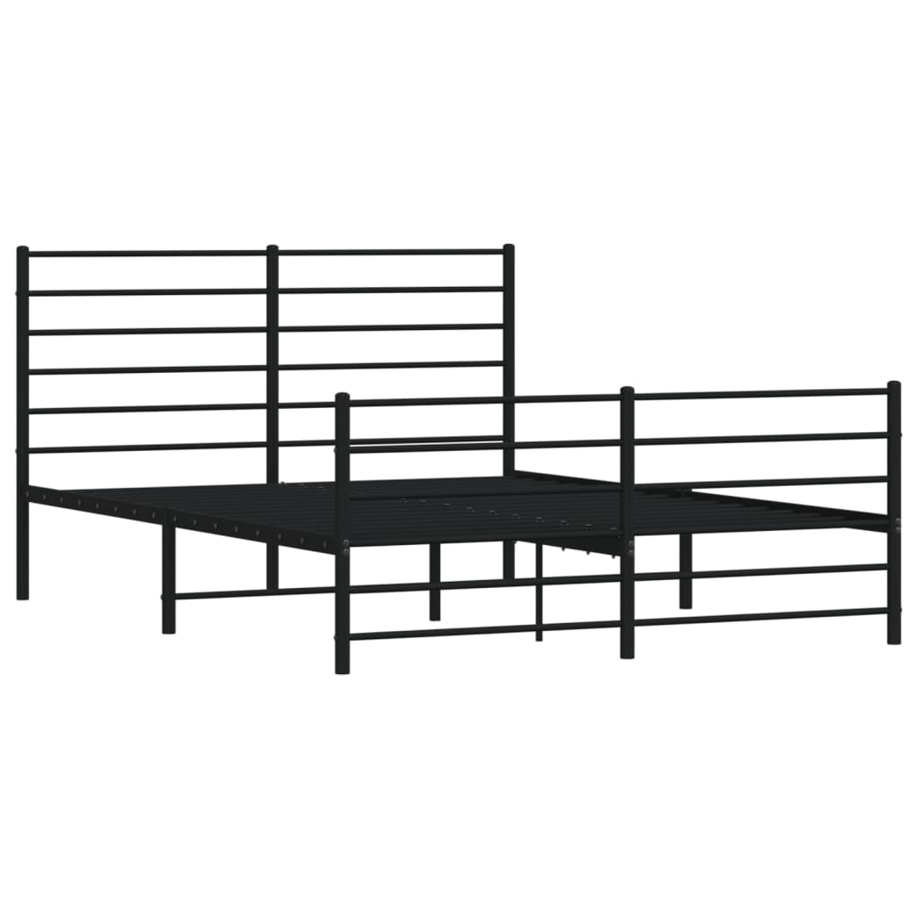 Sengeramme i metall med hode- og fotgavl svart 160x200 cm