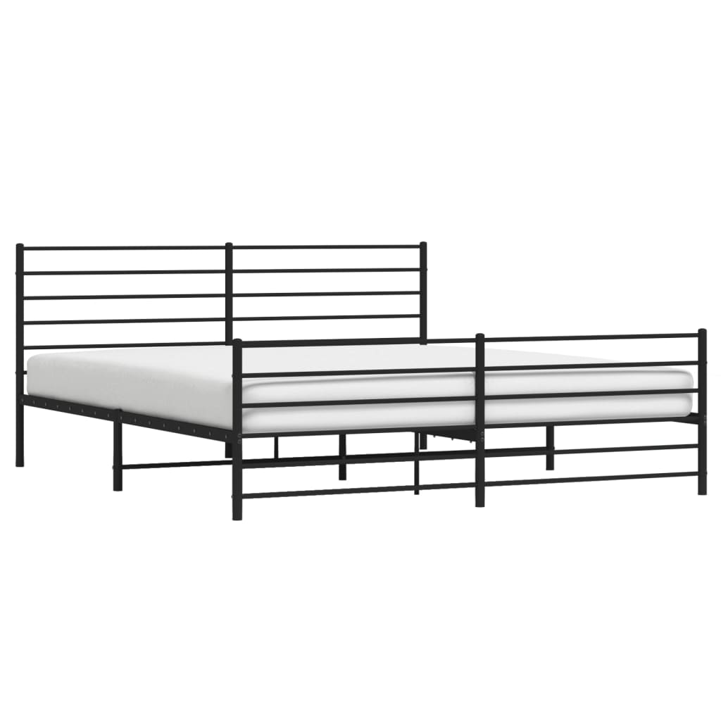 Sengeramme i metall med hode- og fotgavl svart 180x200 cm