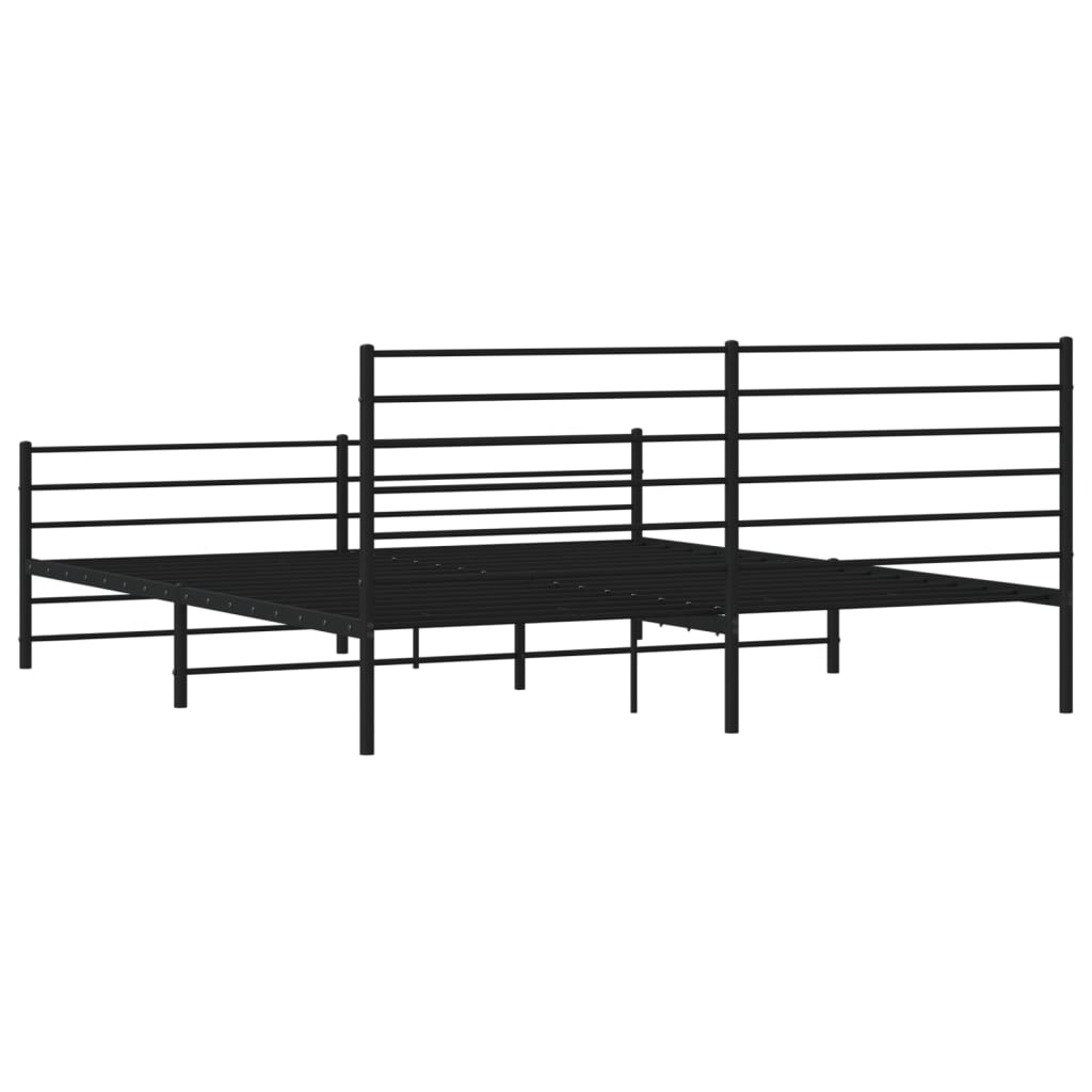 Sengeramme i metall med hode- og fotgavl svart 180x200 cm