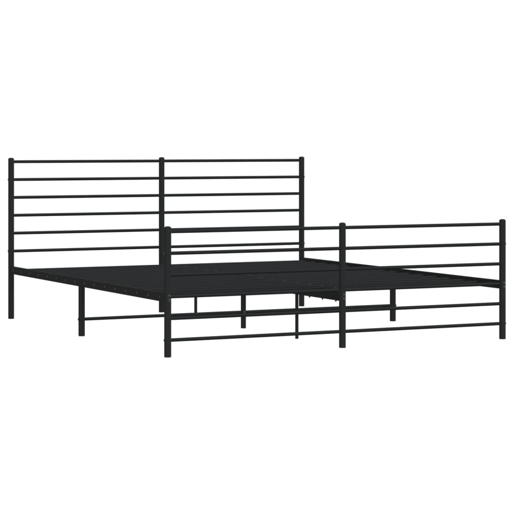 Sengeramme i metall med hode- og fotgavl svart 183x213 cm