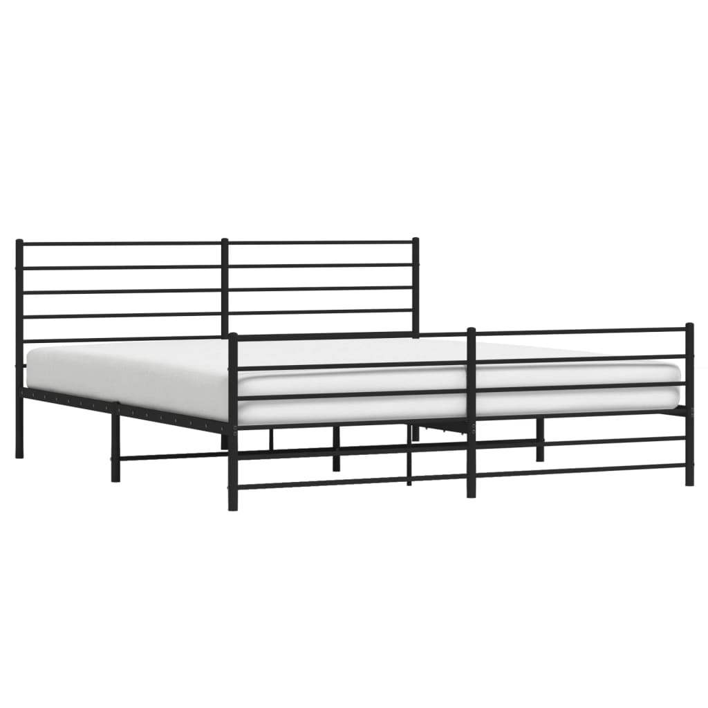 Sengeramme i metall med hode- og fotgavl svart 183x213 cm