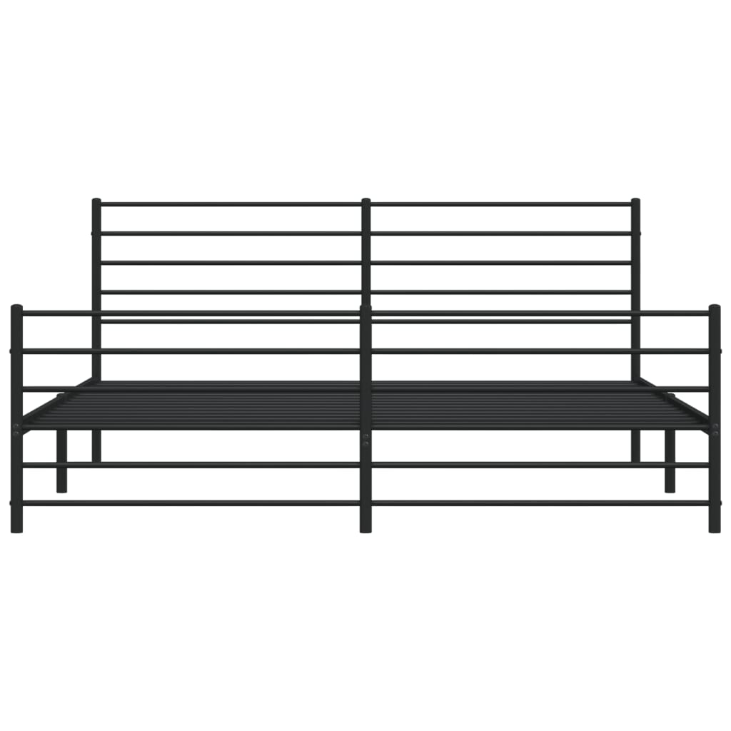 Sengeramme i metall med hode- og fotgavl svart 183x213 cm