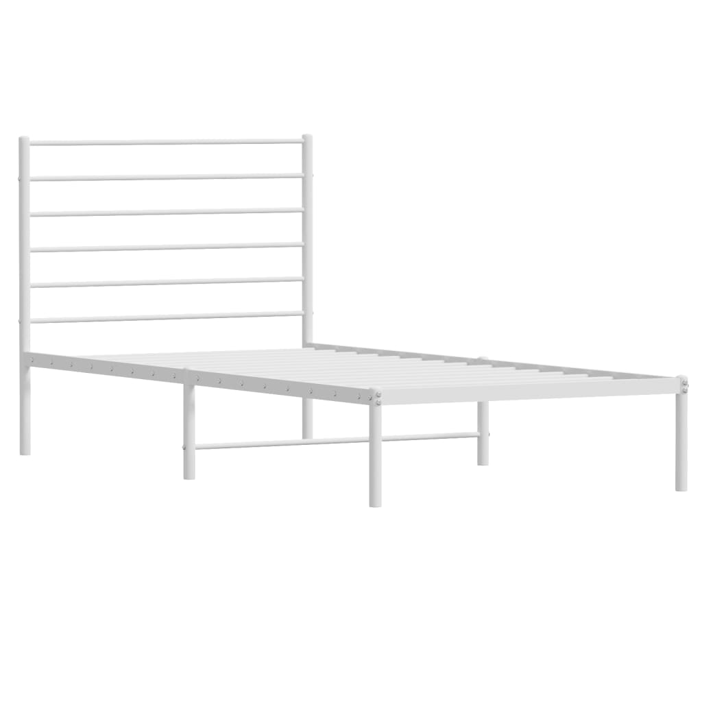 Sengeramme i metall med hodegavl hvit 75x190 cm