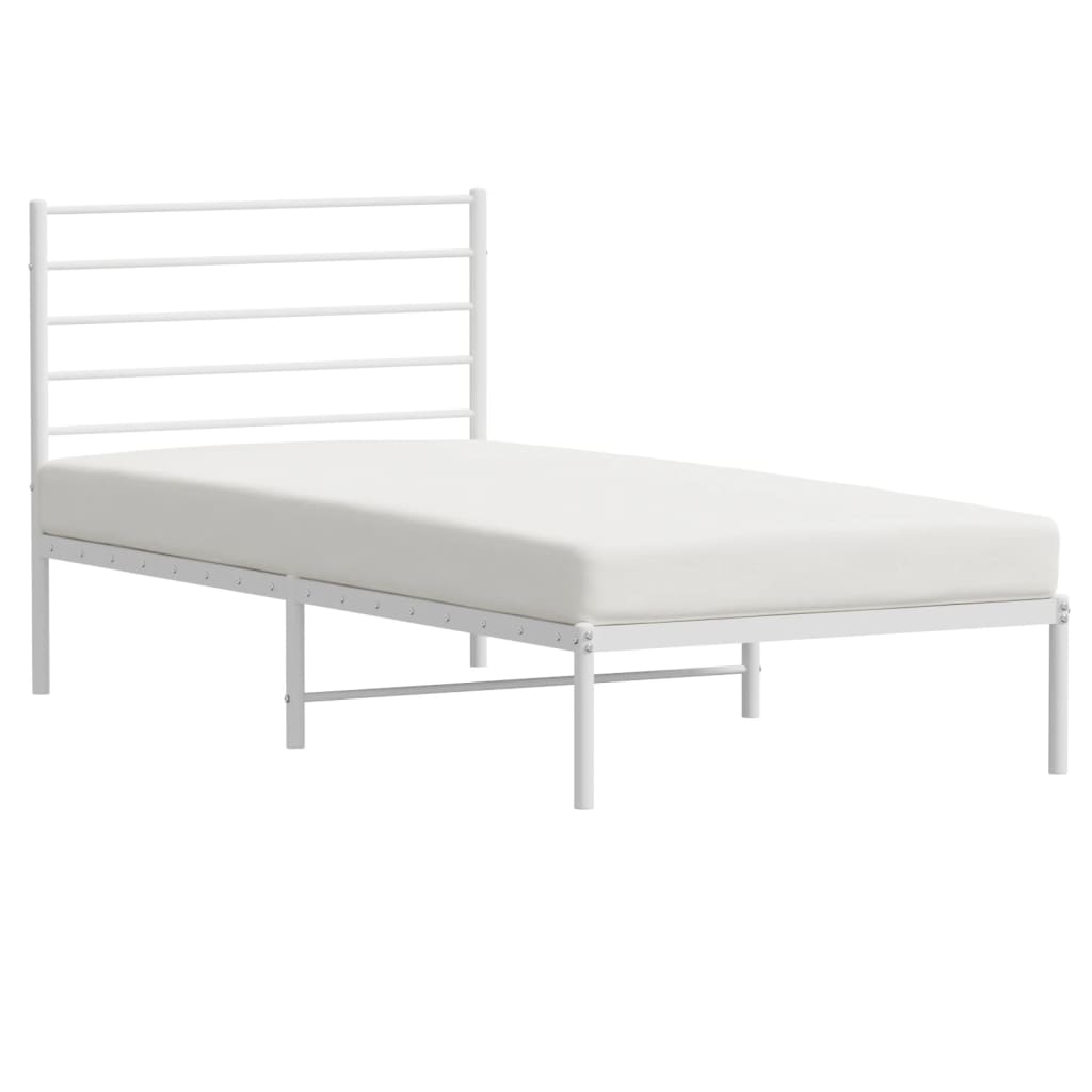 Sengeramme i metall med hodegavl hvit 75x190 cm