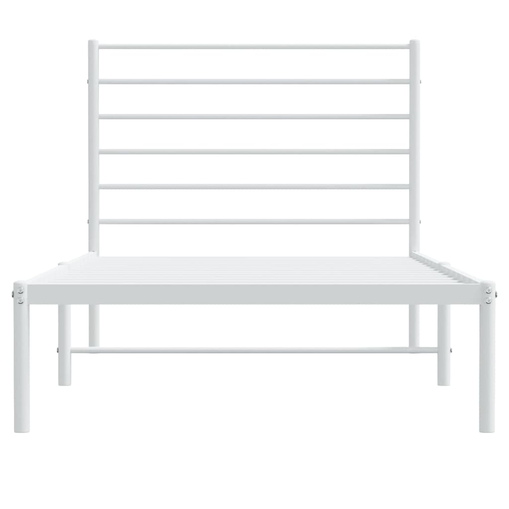 Sengeramme i metall med hodegavl hvit 75x190 cm