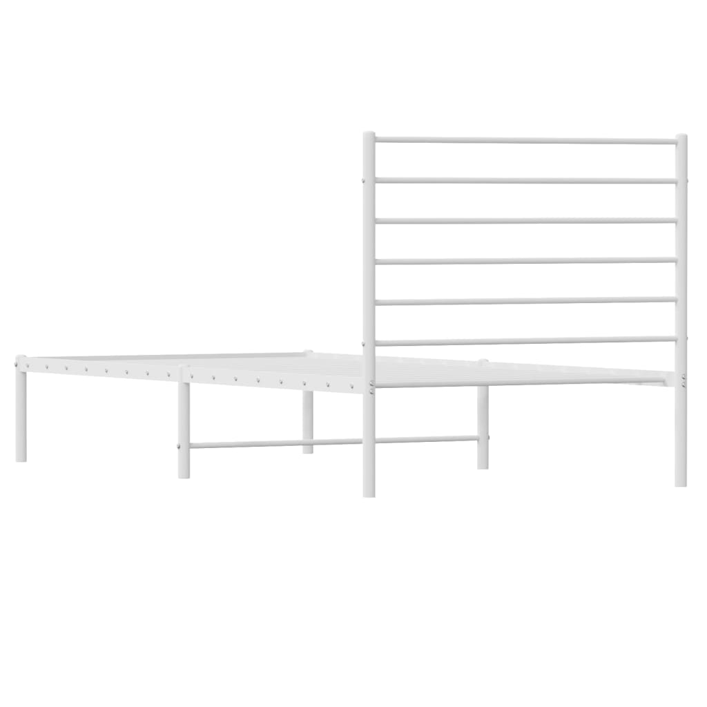 Sengeramme i metall med hodegavl hvit 75x190 cm