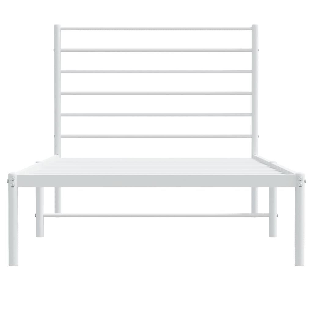 Sengeramme i metall med hodegavl hvit 90x190 cm