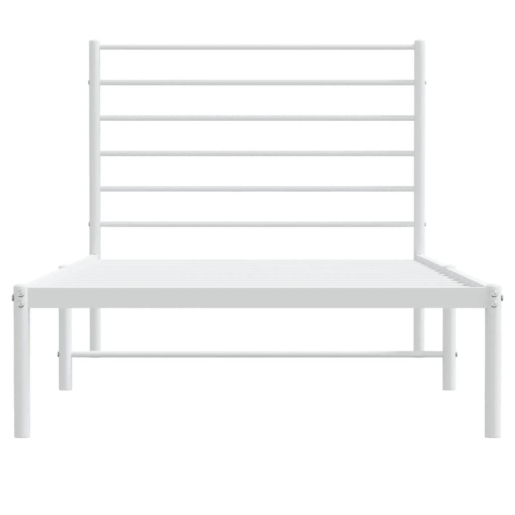 Sengeramme i metall med hodegavl hvit 100x190 cm