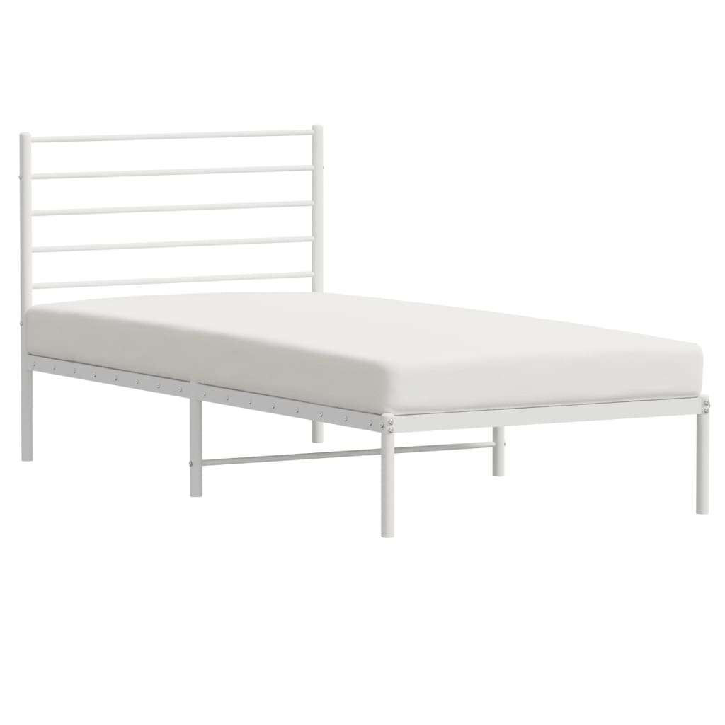 Sengeramme i metall med hodegavl hvit 107x203 cm