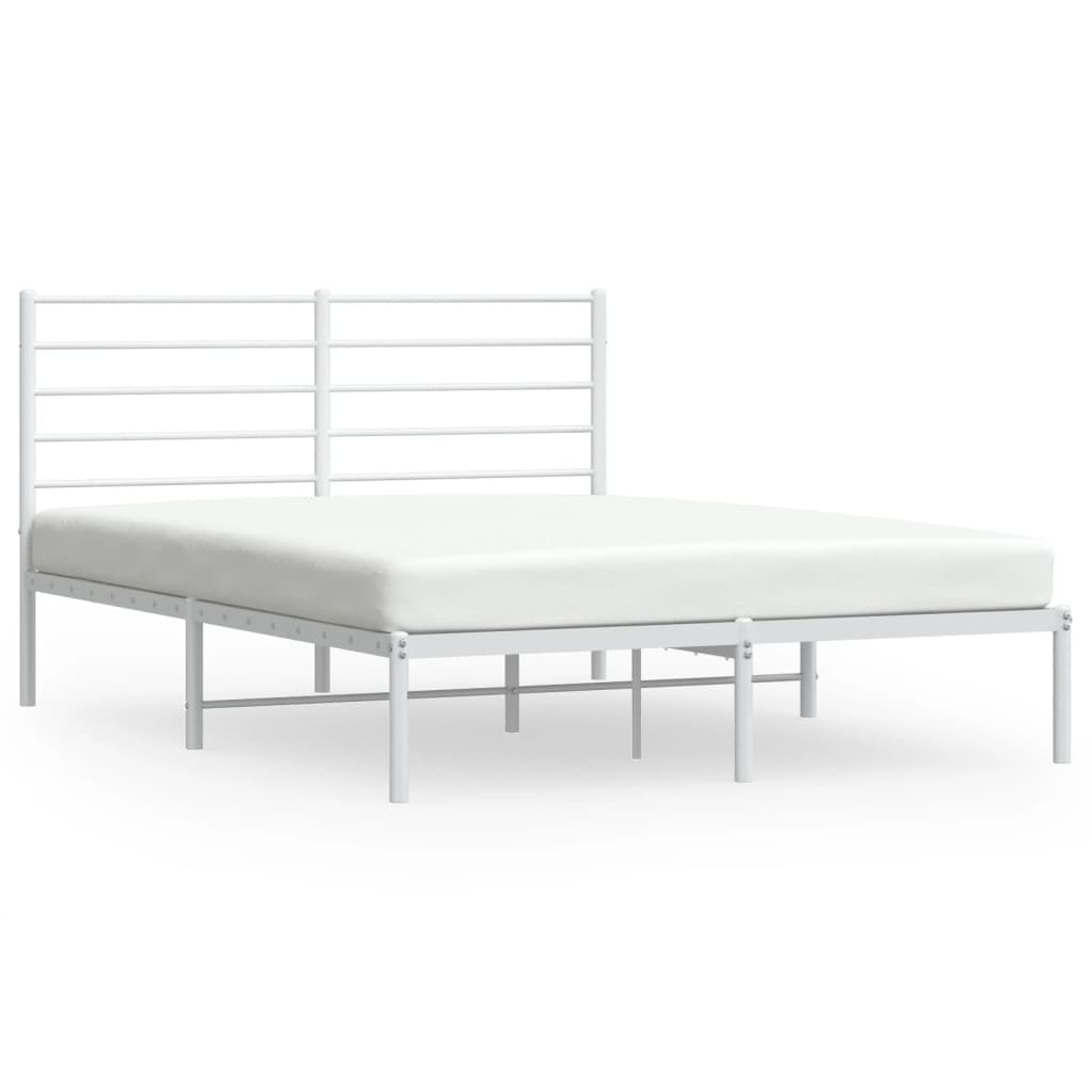 Sengeramme i metall med hodegavl hvit 135x190 cm